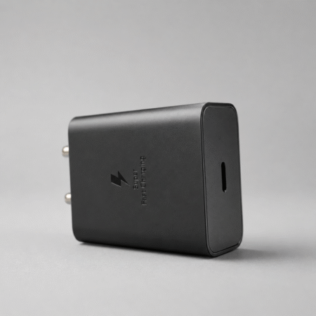 Premium 25W USB-C PD fast charger with Indian two-pin plug, manufactured by Bluesmart Technologies with precision engineering, compact design, and high-quality finish.